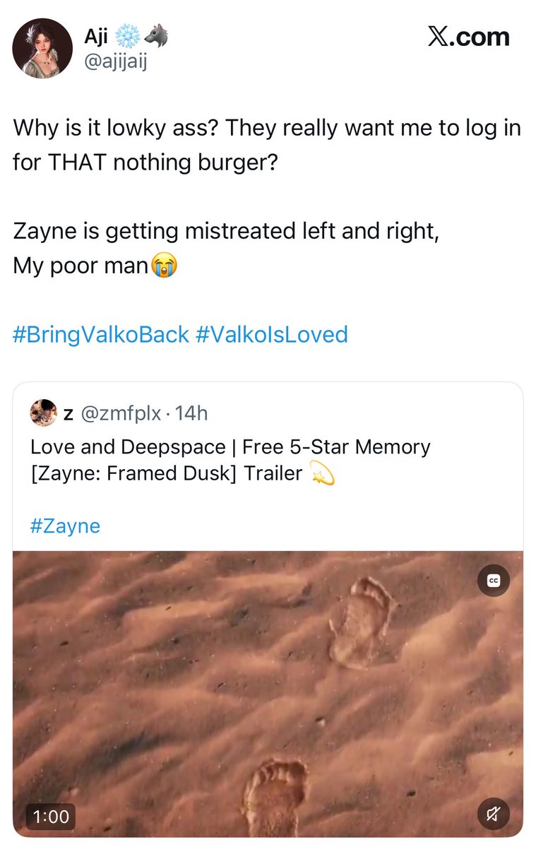 dawnanddevotion's tweet photo. where are the so called “zayne mains” who have been on the forefront of #bringvalkoback movement and boycott. why are you not calling out these people who are calling zayne’s heartfelt gift nothingburger, “off”, ai, and even telling you not to login and say “you are fine” https://t.co/w6ZR7s8WHR