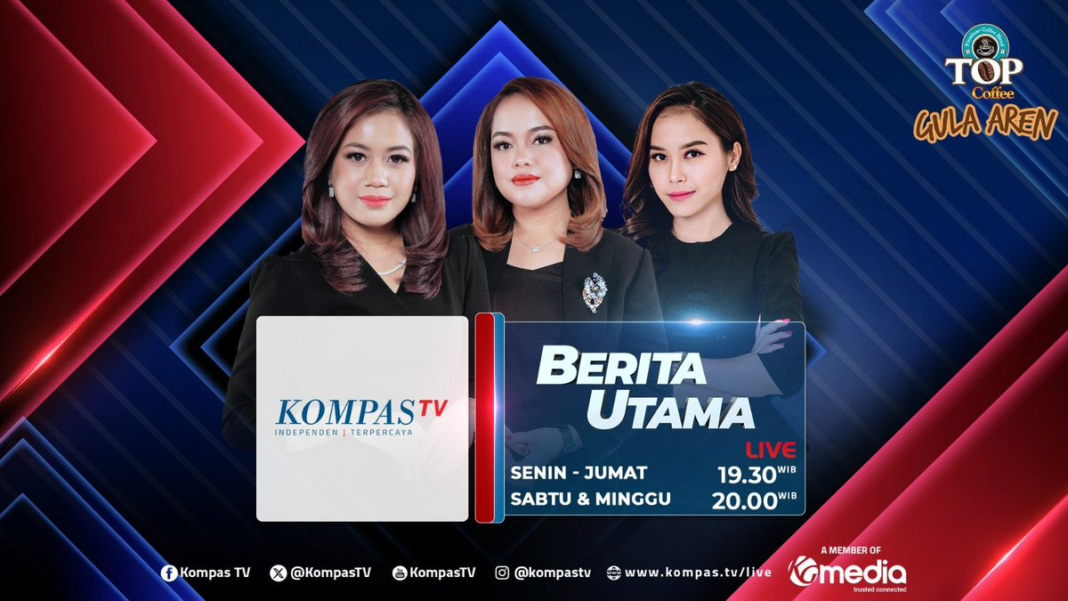 KompasTV's tweet photo. Banyak hal baru yang terjadi di sekitar kita dan siap diulas. Yuk, cari tahu informasi terkini hanya di #BeritaUtama bersama TOP Coffee Gula Aren setiap Senin-Jumat pukul 19.30 WIB! #Infoupdate #topgulaaren @TOPKopi https://t.co/ySk9TkkMdt