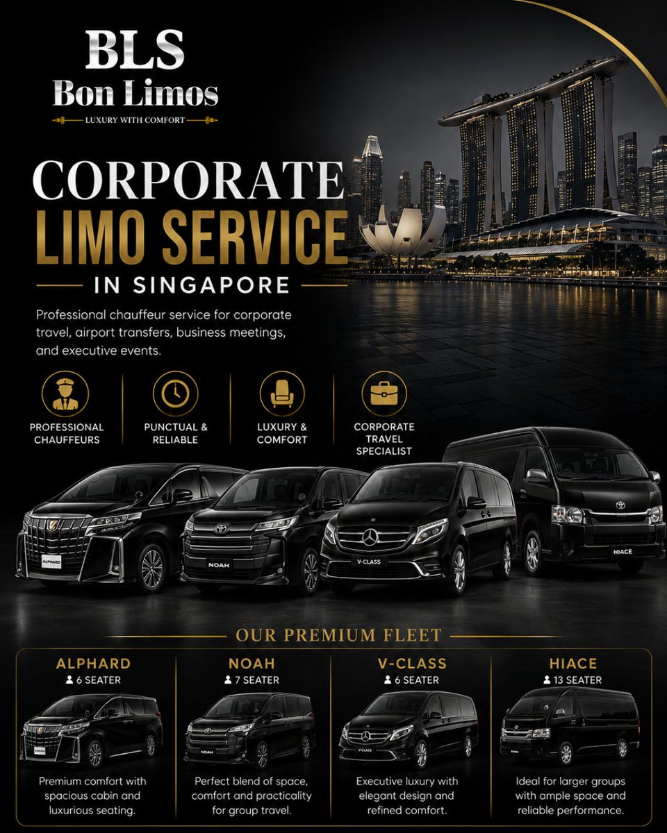 bon_limo's tweet photo. Enhance your business travel experience with Bon Limos' corporate limo service in Singapore. Designed for executives and professionals, our service provides reliable transportation for meetings, conferences, corporate events, and client transfers. 

https://t.co/3yJIUOLZYr https://t.co/St2RxL2BqR