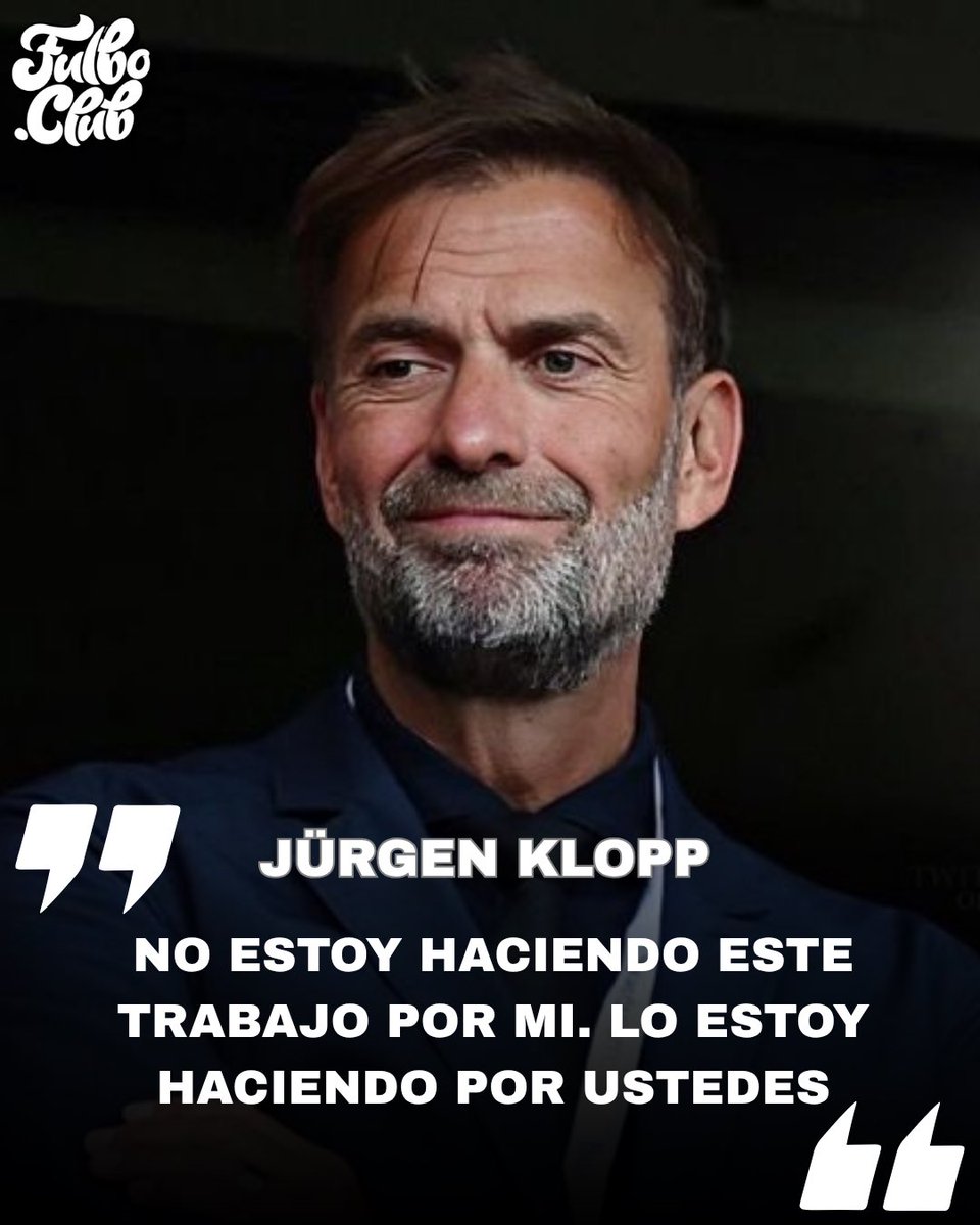 FulboClubOK's tweet photo. KLOPP SIN PELOS EN LA LENGUA 😳👊🏻🇩🇪

En su presentación como nuevo director técnico de Alemania, ya dejó en claro cómo iban a ser las cosas.

“Estoy aceptando este trabajo a pesar de haber visto cómo trataron a Nagelsmann y Tuchel.

Si van tras mi familia, me voy. Si piensan que soy una basura, díganmelo a la cara y me iré inmediatamente, sin pedir ninguna compensación.

Jürgen Klopp no tiene una carrera después de la selección nacional. Idealmente, esto es el punto culminante de mi carrera”.