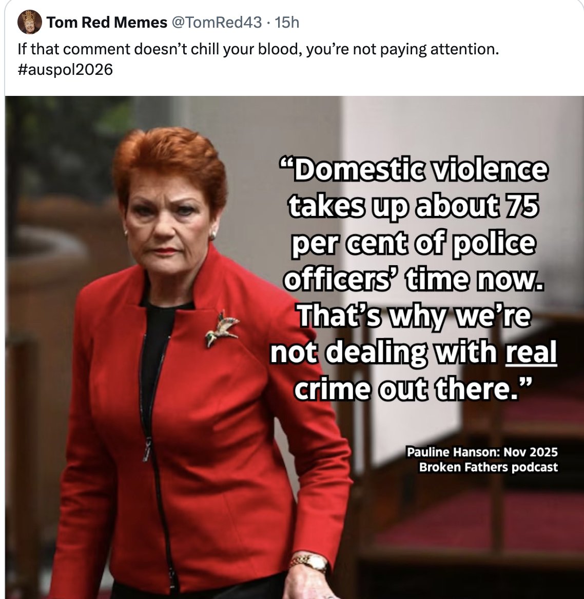 Peter_Fitz's tweet photo. She said precisely that.
And if you don't accept domestic violence is a real crime, and don't want police to spend time on it, what automatically goes with that is that the bashing continues. 
https://t.co/S4JxCAkB2y https://t.co/xfO6OBbCaV