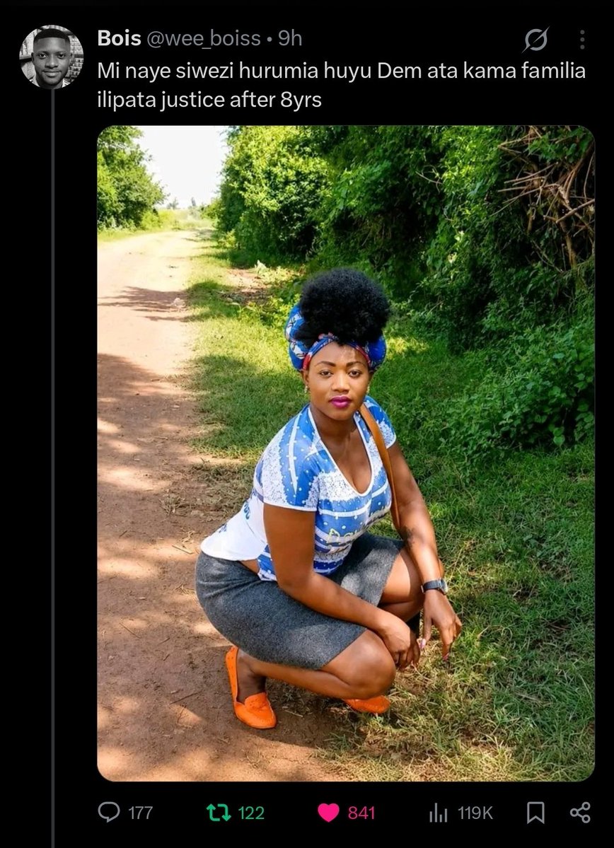 bonniie254's tweet photo. You remember Sharon Otieno who was k1lled back in 2018 because of love affairs with former Governor Okoth Obado.... 
Bois woke up and tweeted his mind ..."mi naye siwezi hurumia huyu dem...." nimepitia comments and let me tell you, leo ndio nimejua Sharon was a mother of 2. 

Check  thread
