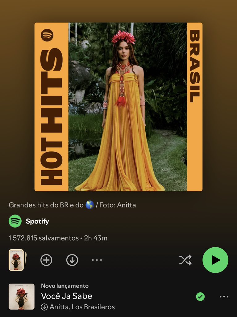 TrackAnitta's tweet photo. 🚨 Anitta é CAPA da Hot Hits Brasil no Spotify, com “Você Já Sabe” do EQUILIBRIVM II https://t.co/jhsb0yInw6