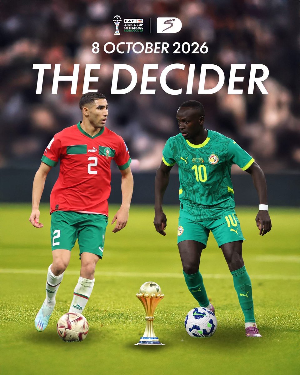 Ceaserzp29's tweet photo. AFCON 2025 "final"? 👀

The Court of Arbitration for Sport has set the date for their hearing to determine the winner of the 2025 Total Energies Africa Cup of Nations 🏆

The champions - either Morocco or Senegal - will be named on 8 October 2026🗓️ https://t.co/MSOFPKS6UP