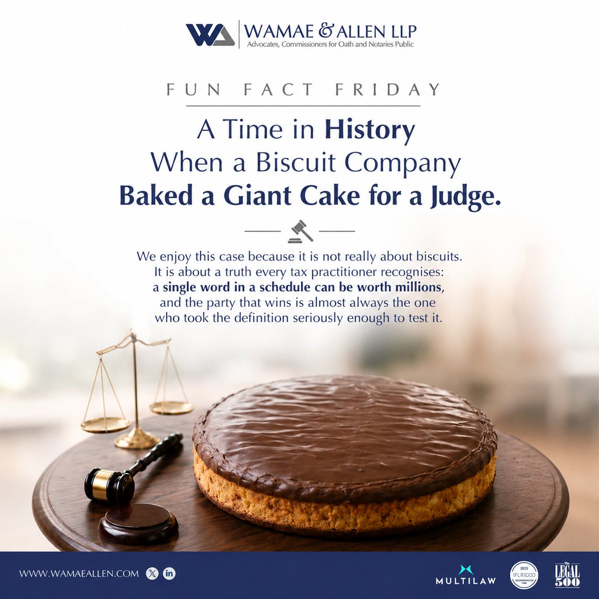 WamaeAllen's tweet photo. 💡FUN FACT FRIDAY💡 

In 1991, McVitie's rolled a 12-inch Jaffa Cake into a UK tax tribunal. Not for dessert. As evidence.

The question: Is a Jaffa Cake a cake or a biscuit?

Millions in VAT depended on the answer. 👇

#FunFactFriday #TaxLaw https://t.co/MXJapeI3Ps