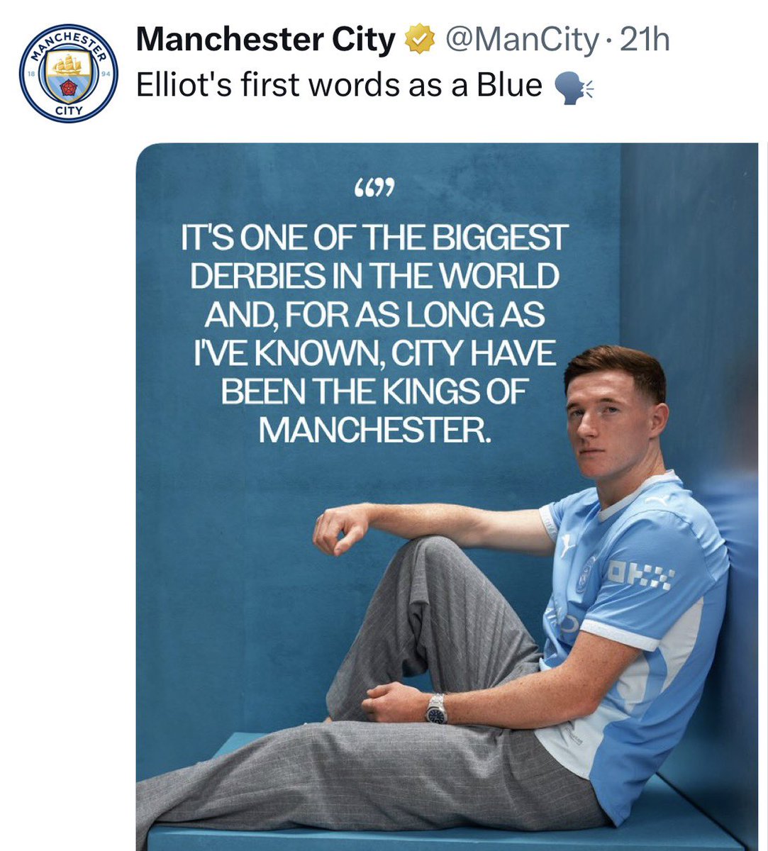 FIFABrit's tweet photo. Yup. So predictable

Arsenal and Man U, the bigger clubs, both understand that club status and history of winning stand for themselves

Chelsea and Man City, the young upstarts that bought their way in, force their signings to claim they’re bigger than they are https://t.co/fMPaKXZcTU