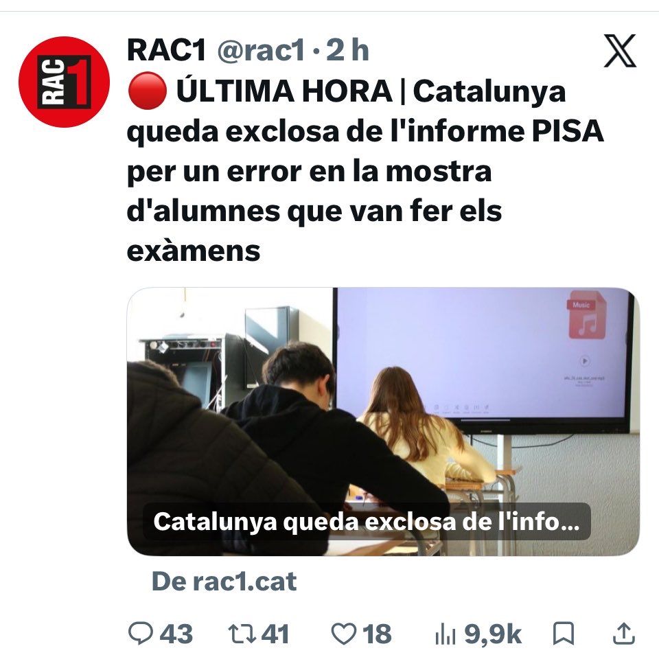 MRSHL0's tweet photo. Que un 25% dels alumnes no facin l’examen NO ÉS UN ERROR.

Quedar exclosos de l’OCDE NO ÉS UN ERROR

Quan es reparteixen les excempcions dels alumnes, SE SAP PERFECTAMENT QUANTS ESTAN QUEDANT EXEMPTS.

CALEN DIMISSIONS I CESSAMENTS.

PROU DESGOVERN DE TOTHOM!

FORA MALS GESTORS! https://t.co/hRf4LGMAWU