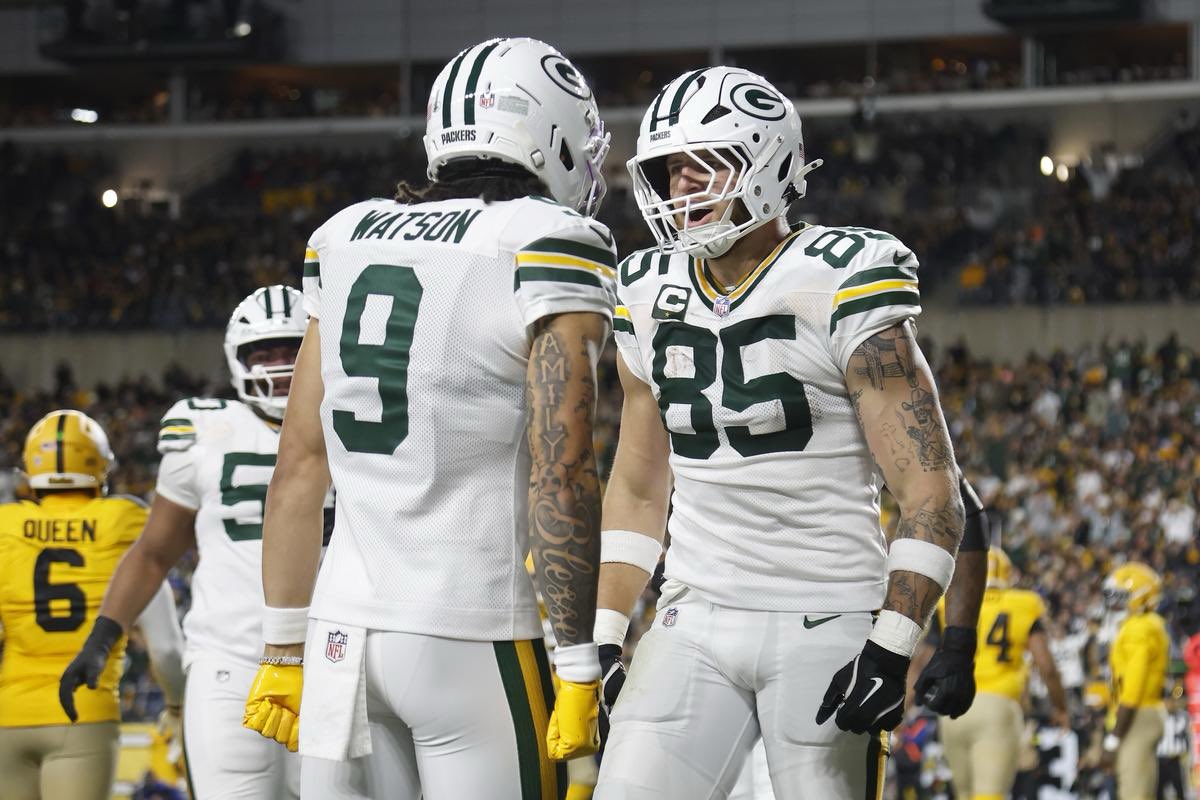 SleeperNFL's tweet photo. The Packers trio had 0 snaps where they all played together last season.

Christian Watson
Tucker Kraft
Jayden Reed

(@TheFFBallers) https://t.co/bIRk34NMKt