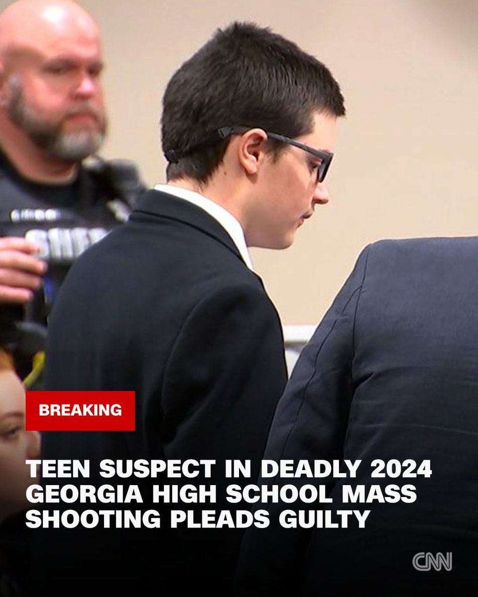 cnnbrk's tweet photo. Teen suspect in deadly 2024 Georgia high school mass shooting pleads guilty as victims' families prepare to speak in court. Follow live updates. https://t.co/gerxWm5IYv https://t.co/FJzqWsK0HK
