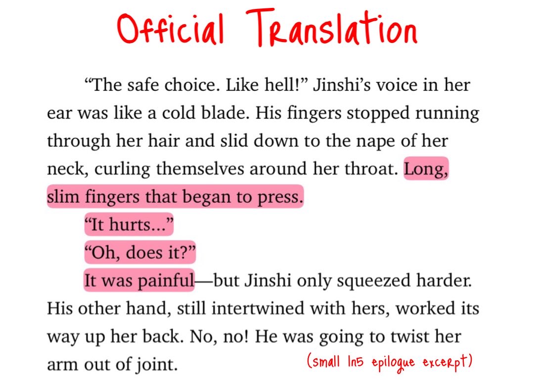 vitaaeris's tweet photo. For the record, yes the English translation of the choking scene is notoriously bad. It lacks understanding of symbolisms, metaphors, author’s intent and go on. But in no version Jinshi’s actions are ever justified—hence why the two barely interact in the following three volumes. https://t.co/IVIUzN9mrb