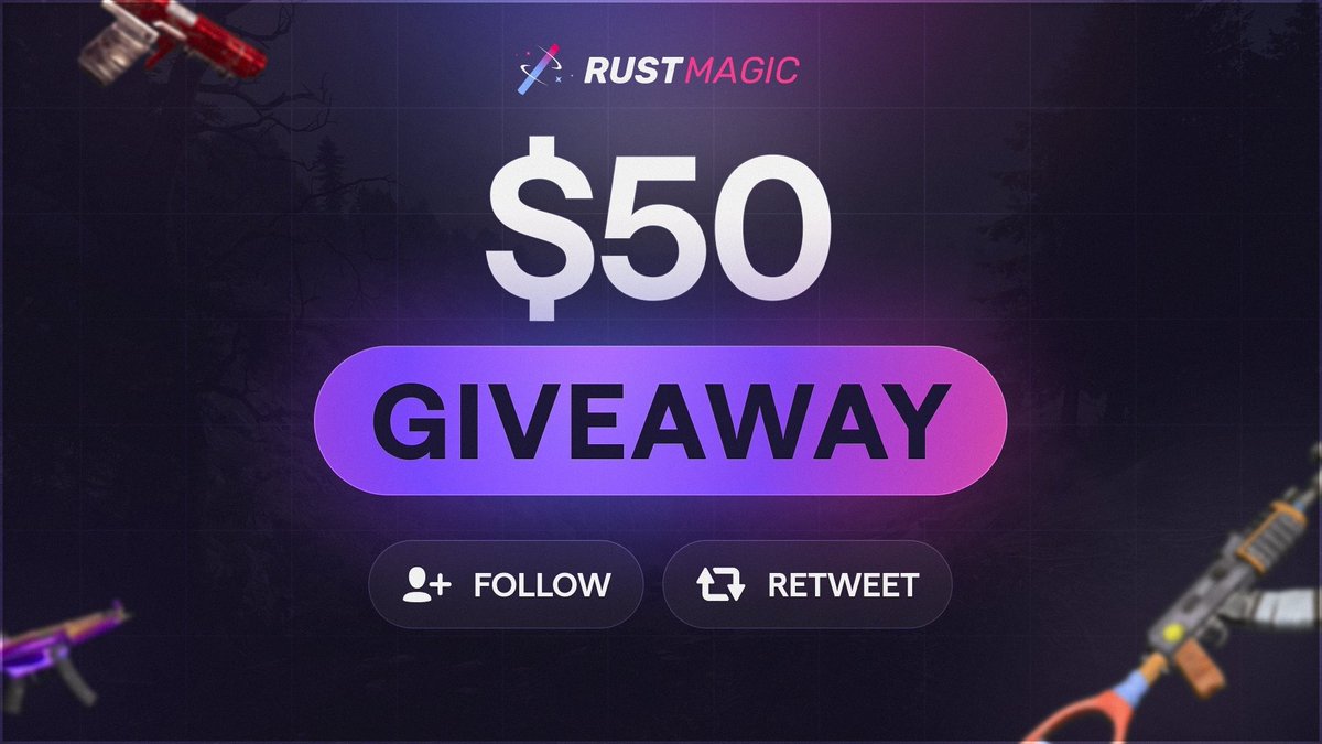 Tomas1120_'s tweet photo. 💰 $50 GIVEAWAY 💰

➡️ TO ENTER:

✅ Follow me &amp; @RustMagicCom 
✅ Retweet
✅ Tag a friend

⏰ Giveaway ends in 72 hours! https://t.co/Qs8QyxFZpG
