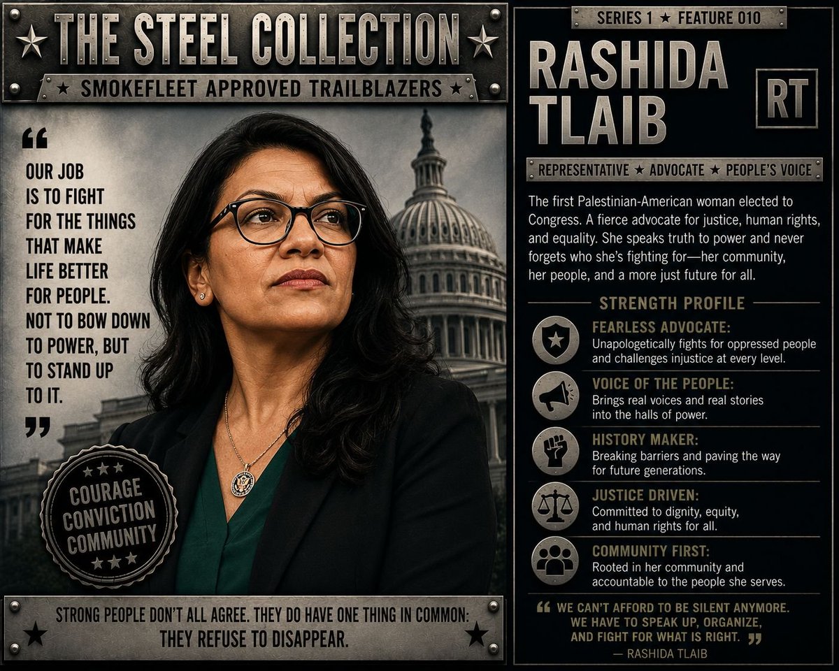 Sweet_Bee1972's tweet photo. #SmokeFleetApproved #RashidaTlaib #SteelCollection
Rashida Tlaib refuses to be intimidated, erased, or politely silenced while injustice goes unanswered. https://t.co/niAwgpge7G