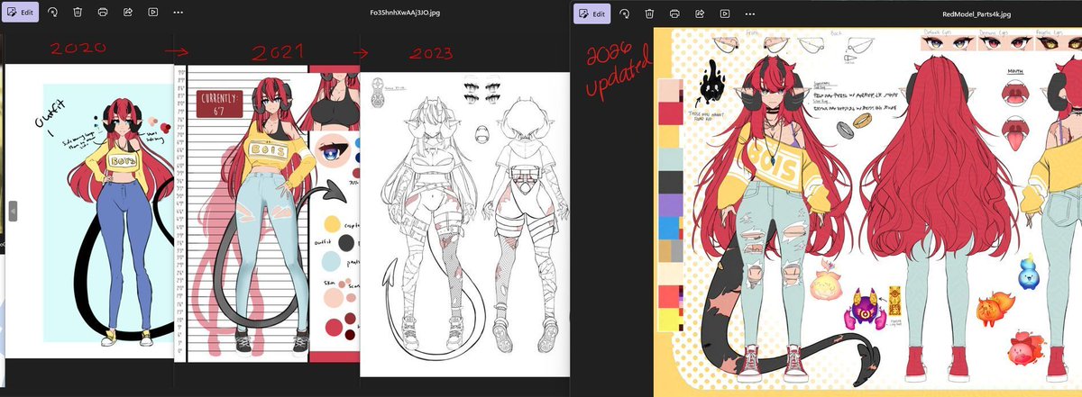 Imagin3_R3D's tweet photo. My Reference sheets from before, I love my reference sheet now, it has everything I want on it and more!
#PaintedScars |#Vtuber | #Digitialart | #art https://t.co/8L0PSMvbTS