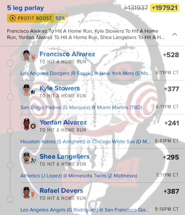 Jigsawbets's tweet photo. 7/24 HR Parlays https://t.co/Ck4ioA8WS2