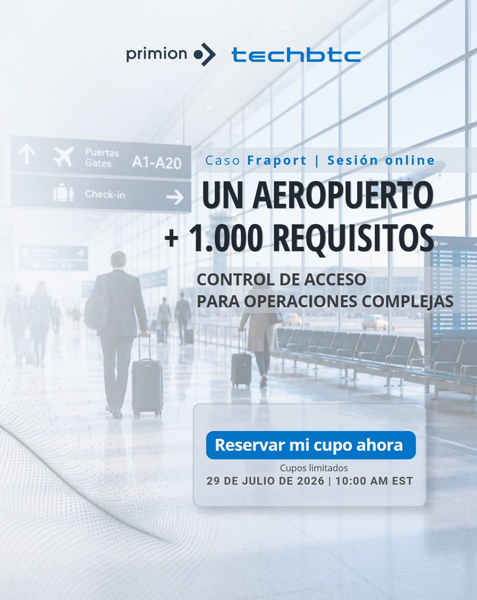 techbtc's tweet photo. Control de acceso para operaciones complejas.

El 29 de julio, junto a Primion, revisaremos qué validar para integrar, escalar y mantener trazabilidad sin limitar la arquitectura.

Caso Fraport AG: +1.000 requisitos gestionados.

Reserva tu cupo: https://t.co/XBcwxhrlzI https://t.co/mAZafpGIU6
