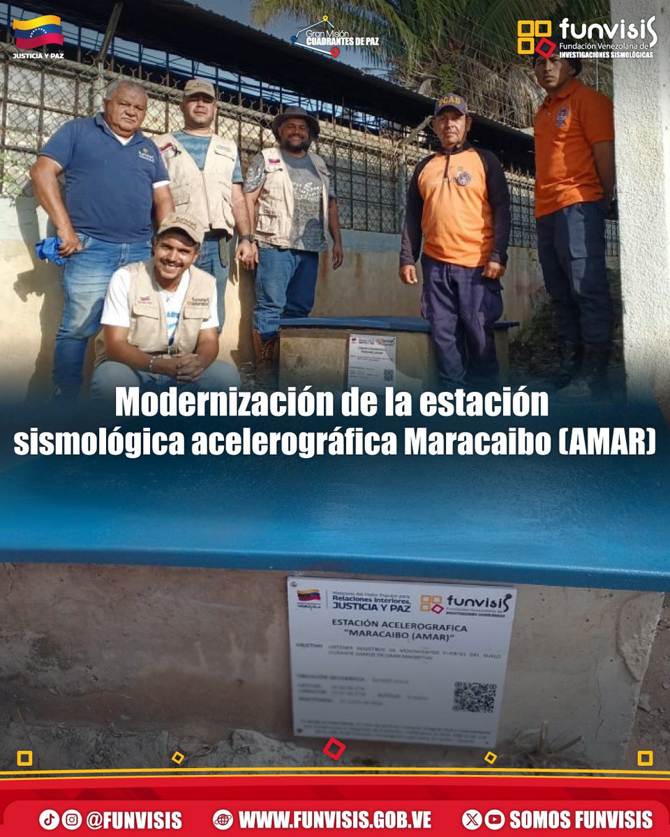 SomosFunvisis's tweet photo. Modernización de la estación sismológica acelerográfica Maracaibo (AMAR)

Gracias al esfuerzo de nuestro equipo técnico-científico, se logró la instalación del primer acelerográfo que transmite datos en tiempo real desde Maracaibo hacia el centro de análisis de #Funvisis. https://t.co/in7ieQMi7Z