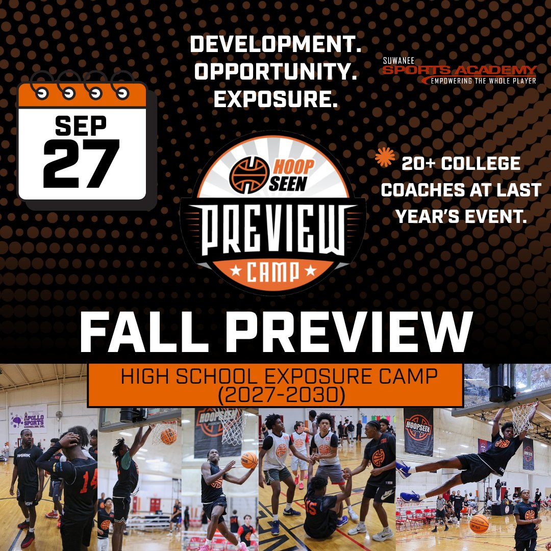 HoopSeenGA's tweet photo. The HoopSeen Fall Preview Camp is scheduled for Sunday, September 27th at @Suwanee_Sports 

✅Boys 9th-12th Grade Players
✅20+ College Coaches in Attendance Last Year
✅https://t.co/ZsHe2vV4n2 Profile &amp; Evaluation
✅College Level Instruction

🔗https://t.co/AlyvBcfi1C https://t.co/yKhOJ4SP5U