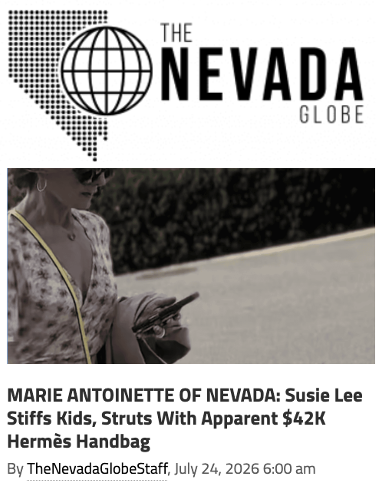 NevadaGlobe's tweet photo. .@SusieLeeNV voted to deny American kids a $1,000 nest egg…then scurried away like a cockroach clutching a $42,000 Hermès bag.

This parasitic fraud has millions in shady stock trades and the gall to stiff working families.

Are you still sending this walking scam back to D.C.? https://t.co/CltMluoK8S