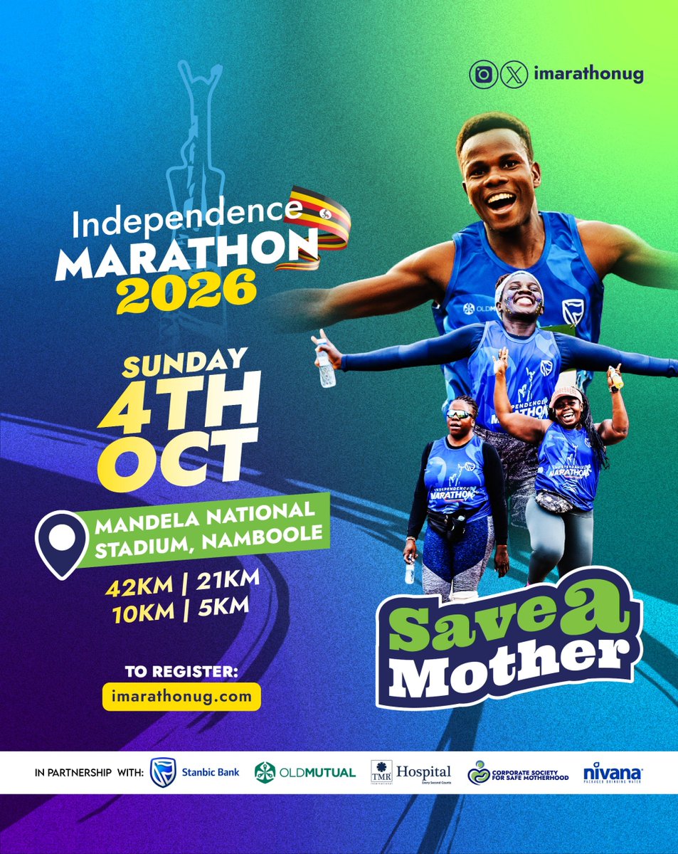 imarathonug's tweet photo. The Independence Marathon is officially launched!

Join us on 4th October 2024 as we run to save a mother.

#iMarathon2026
#ThriveApp https://t.co/Zz49wHoQ7Y