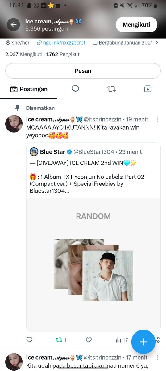 Njla27_'s tweet photo. @BlueStar1304 @itsprincezzin Izin ikut giveaway
For my bias Yeonjun🩷, thank you for always working hard for TXT &amp; ur solo activities. Smga selalu sehat, bahagia, dn terus bersinar. Hrs slalu bangga dgn setiap pencapaianmu. Trmksih sdh mnjdi inspirasi bagi bnyk org. MOA akn slalu mendukung, menyayangimu 💙🦊 https://t.co/VU4SrDqwzc