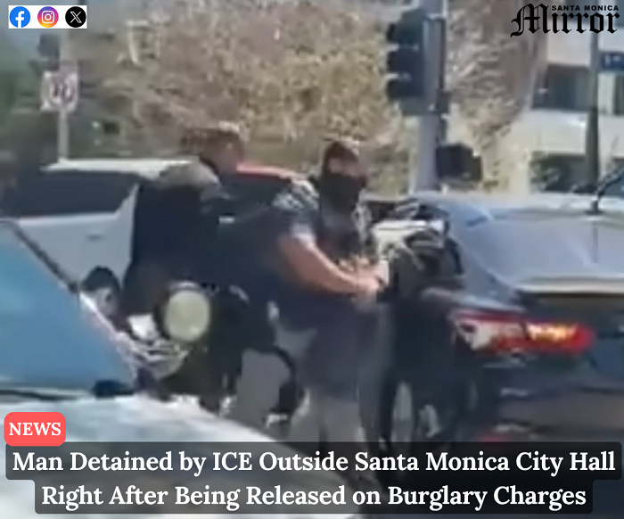 SMMirror's tweet photo. A social media post described agents in green vests conducting an arrest, identifying one black Chevrolet Tahoe without plates and a dark gray Toyota Camry with a California license plate.

https://t.co/R4mUj4kmIP https://t.co/tDZaAXEEWT
