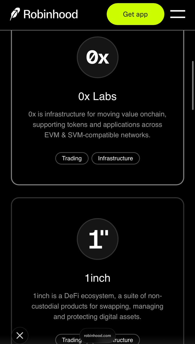 cal_sosa's tweet photo. Exploring top protocols like @0xlabsHQ and @1inch all in @RobinhoodApp https://t.co/LQ1yZloRmf