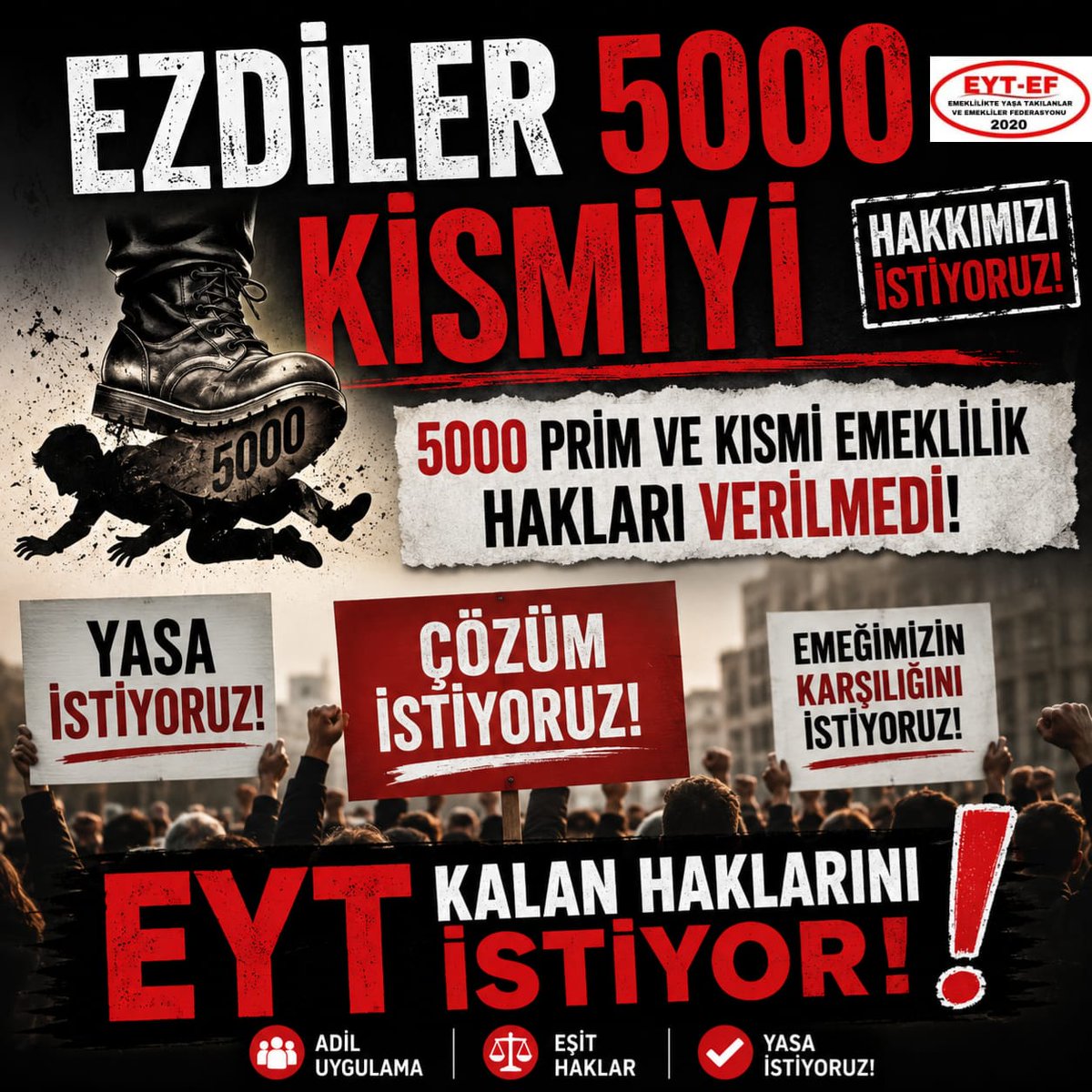 mkolmez's tweet photo. EYT
👇
#Ezdiler5000Kısmiyi

Bir gecede değişen yasalar,
Bir ömre yayılan mağduriyet bıraktı.

Emek verenleri ezdiler!
Güvenip borçlanan yüzbinleri ve ailelerini ezdiler !

5000 Kısmi ayrıcalık değil; 
Eşitlik, hukuk ve adalet istiyor.

#EzdilerEmekliyi
@RTErdogan
@isikhanvedat https://t.co/Dy1KQSCotk