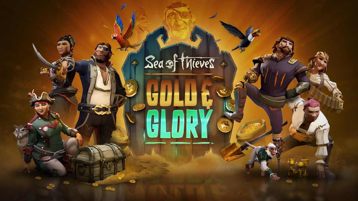 SeaOfThieves's tweet photo. 🪙 Gold &amp; Glory Weekend now live until July 27th, 10am UTC 🪙

Enjoy boosts to reputation, gold, Seasonal Renown, Allegiance and Guild Reputation when sailing on High Seas! No matter your choice of adventure or antics, we wish you well out there pirates... https://t.co/0k6eKsL5Rz