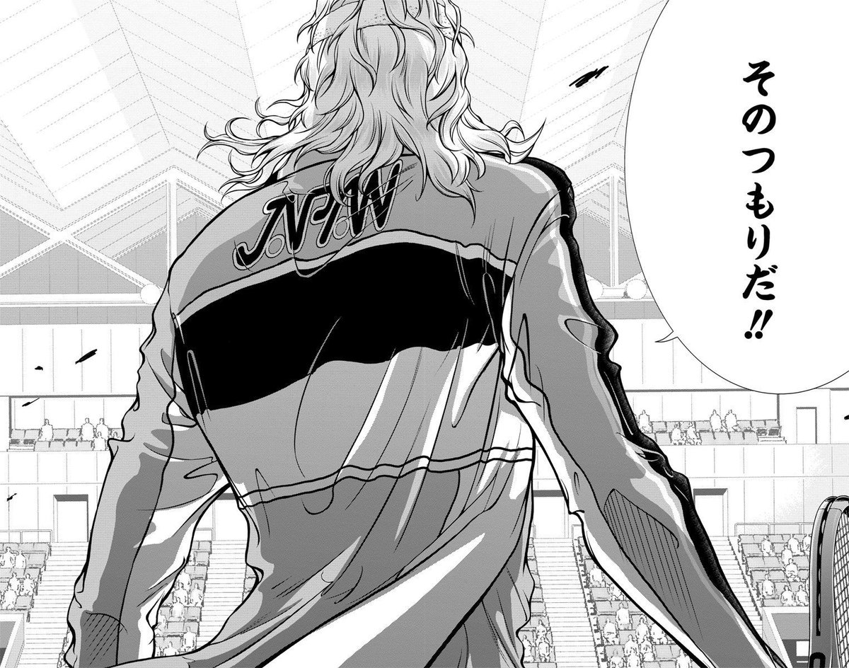 tenipuri_staff's tweet photo. Golden age　339　「俺達の願い」

相手は世界最強と謳われる現役プロ・ボルク。
シングルス１の舞台へ、平等院が出陣!!

#テニプリ名場面 https://t.co/N9T4SfFiwX