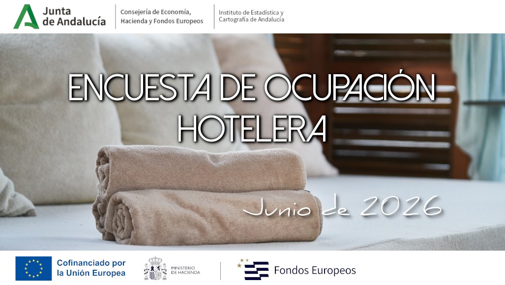 IECA_Andalucia's tweet photo. 🏨Ya tenéis disponibles los datos de junio de 2026 de la Encuesta de Ocupación #Hotelera. Resultados de Andalucía
https://t.co/ugGO7BAUKw #EOH #FEDER #Hoteles https://t.co/TJPLHstBgK