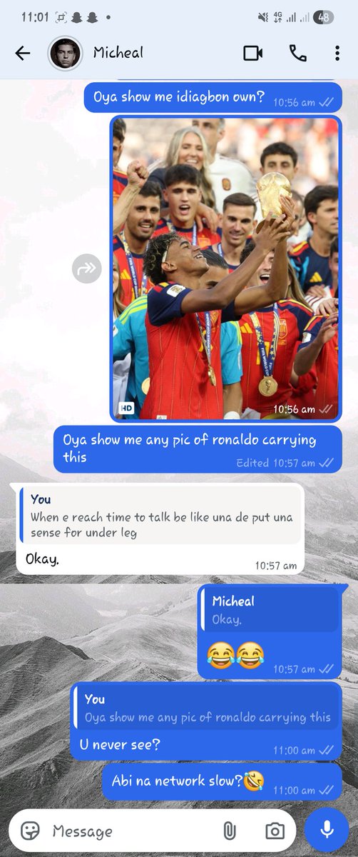 bellajeeez's tweet photo. Belike say these ronaldo fans de get amnesia sometimes o😂😂....
They aren't logical at all!!
@ultimate_kombo @Joshua__Ubeku @neygurll69083 @playwithtomide #messi #ronaldo https://t.co/M0D3l6gxsW