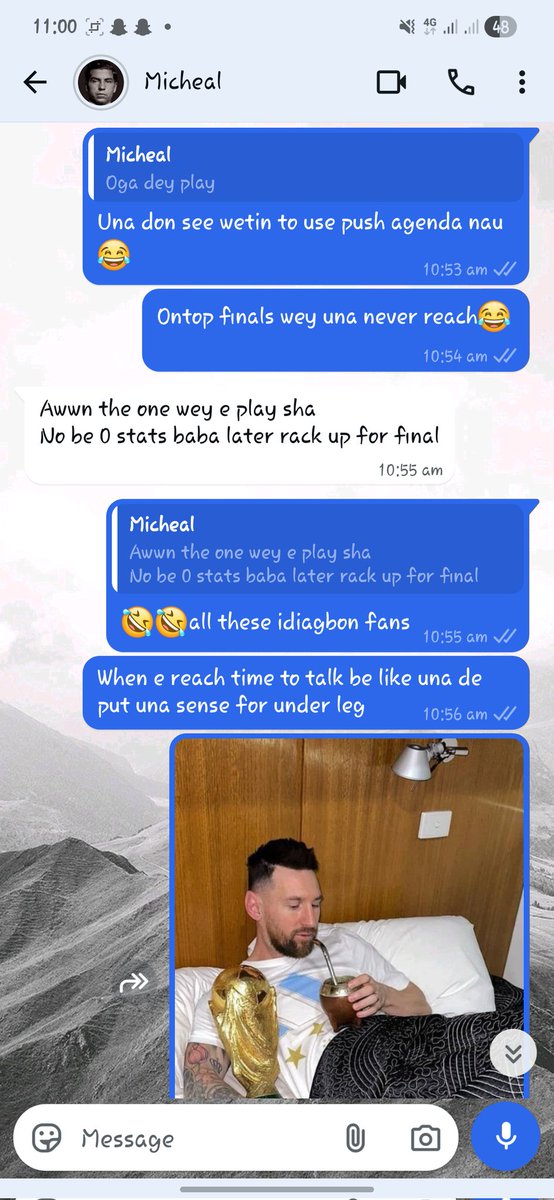 bellajeeez's tweet photo. Belike say these ronaldo fans de get amnesia sometimes o😂😂....
They aren't logical at all!!
@ultimate_kombo @Joshua__Ubeku @neygurll69083 @playwithtomide #messi #ronaldo https://t.co/M0D3l6gxsW