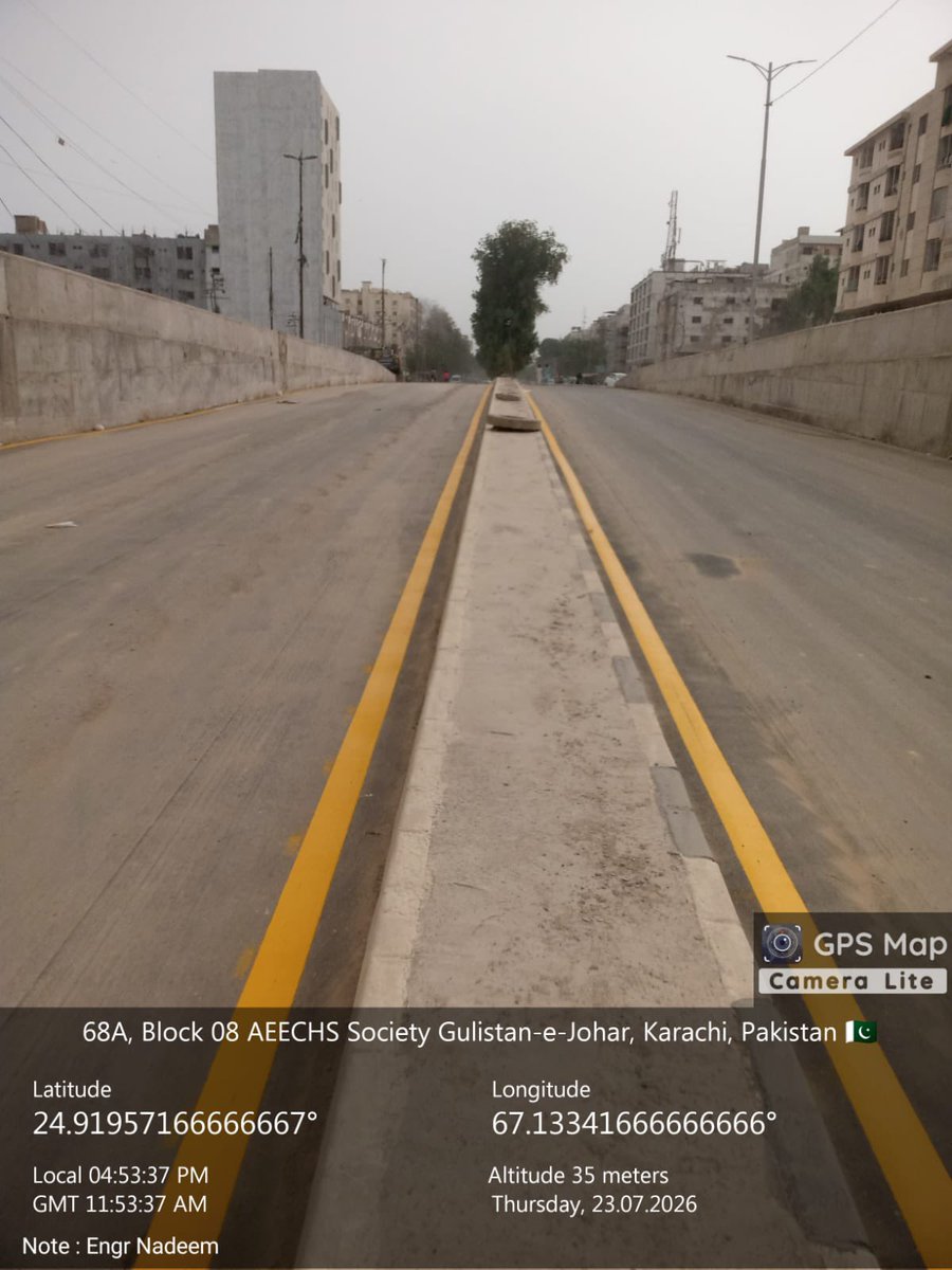 murtazawahab1's tweet photo. Work on the construction of Munawar Chowrangi Underpass has been completed &amp; it will be opened for public on Sunday. The beautification &amp; tiling of its side walls will continue. After opening the underpass, the slip and service lanes will also be constructed #KarachiWorks https://t.co/QHAY7vtTJA