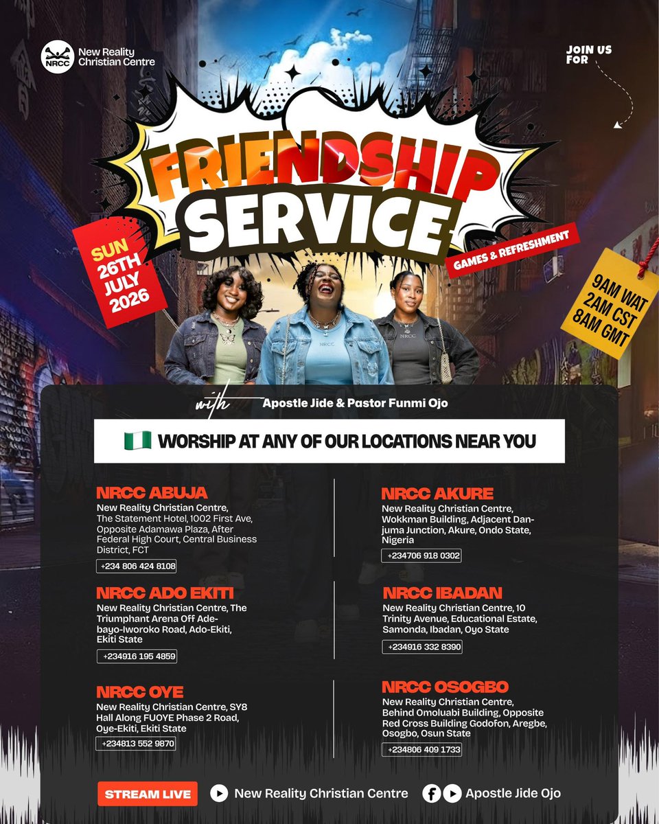 nrcc_abuja's tweet photo. Where are we pulling up this Sunday? 👀
Church, of course! 🙌🏽✨

Bring your family, invite your friends, and come expectant for a life-changing encounter in God’s presence.

🗓 This Sunday | ⏰ 9:00 AM

We can’t wait to worship, grow, and celebrate with you. See you in church! https://t.co/kFwgHpVps6