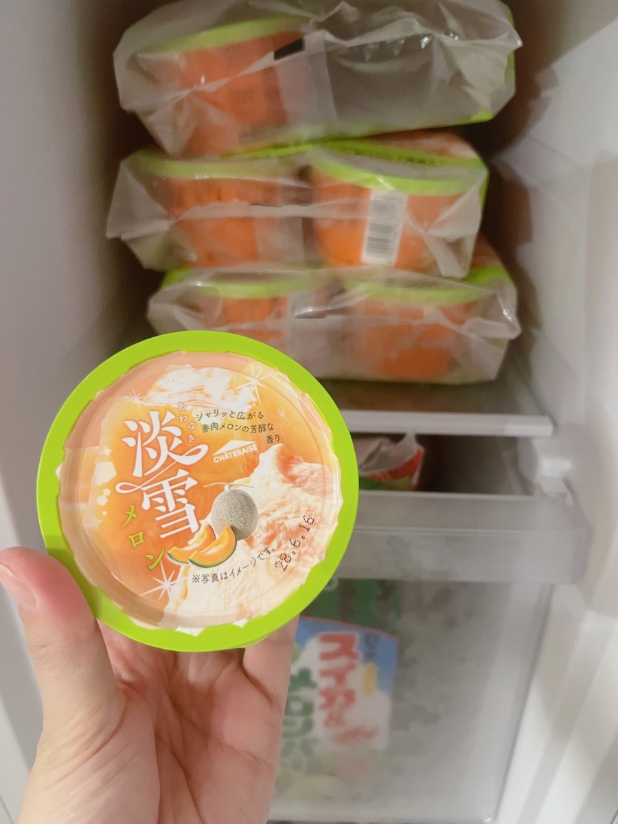 ria_mumerai0609's tweet photo. おいおいおいおいっっ‼️シャトレーゼの淡雪メロン美味すぎてまじぶっ飛んだ🫨🫨チョコバッキーしか興味なかった自分を殴りたい😭ありがとう、X…（そっこう追加購入。まじ食べてみて…） https://t.co/hbnhZiHdtB