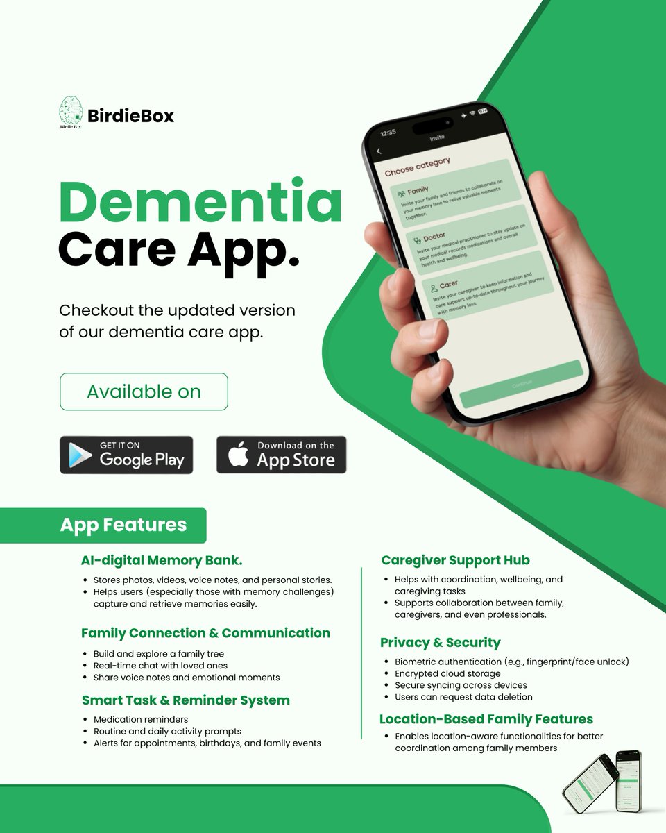 BirdieBox_Ai's tweet photo. Share the Care, Not the Stress with BirdieBox.

Caring for a loved one should never fall on one person's shoulders. BirdieBox is an all-in-one care management system that helps families and carers stay organised and connected, making it easier for person-centred care. https://t.co/P0rCnqyadH