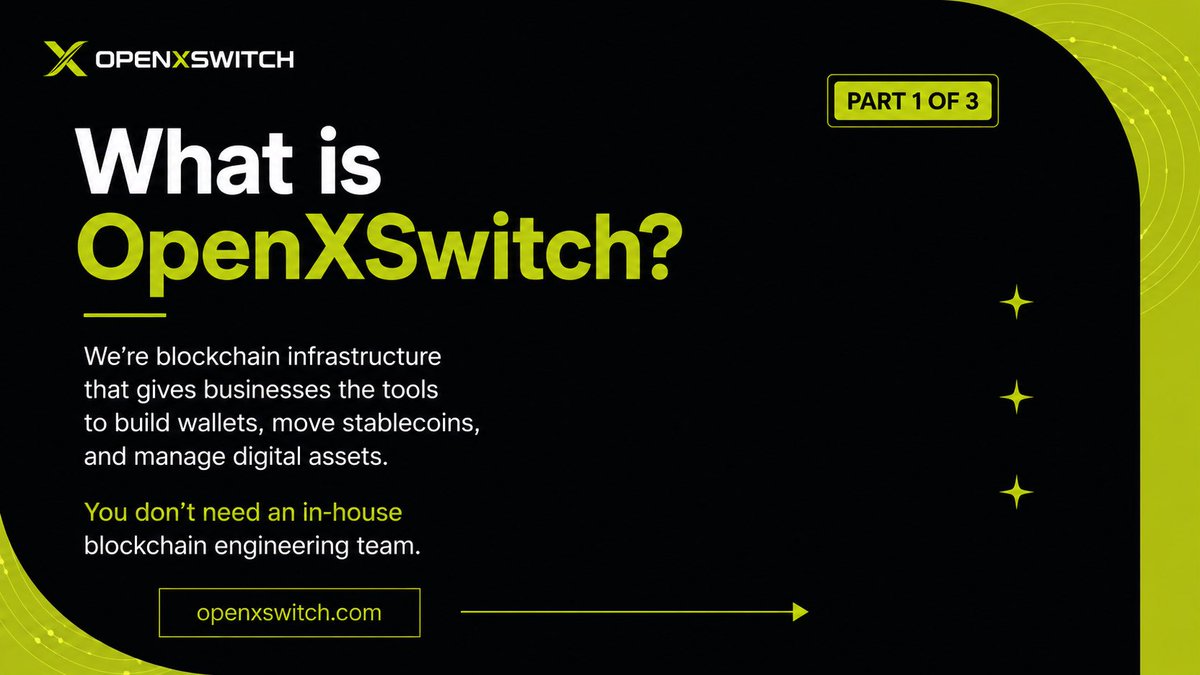 OpenXSwitch's tweet photo. Every business moving digital money hits the same invisible tax: complexity nobody warned them about.

We’re OpenXSwitch, and here’s what we do ⬇️ https://t.co/GcEhxeN7N5