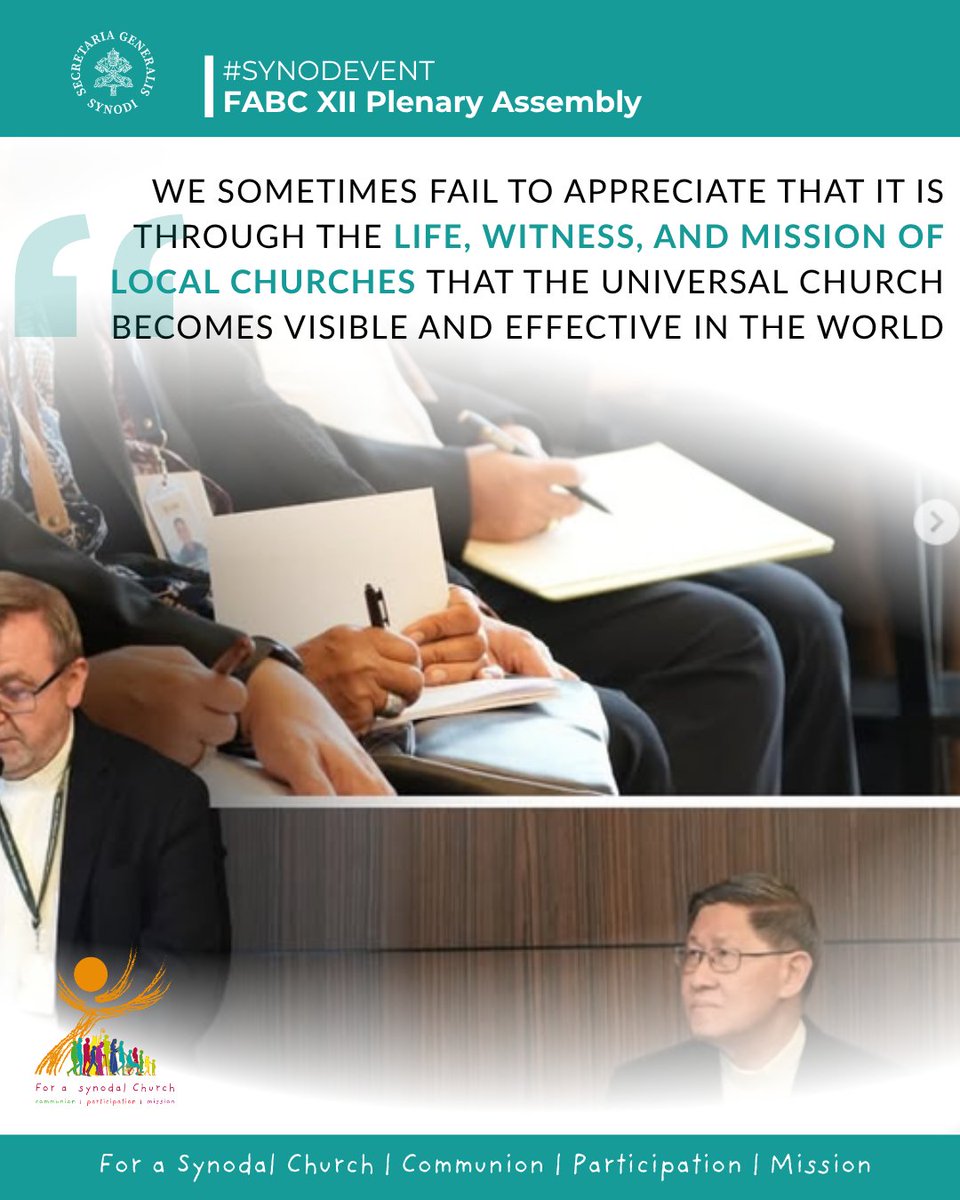 Synod_va's tweet photo. ⭐we sometimes fail to appreciate that it is through the life, witness, and mission of local Churches that the universal Church becomes visible and effective in the world.
@GrechMario at #Fabc XII Assembly #synod #buildingbriges #walkingtogether https://t.co/w2g4QCEWC9