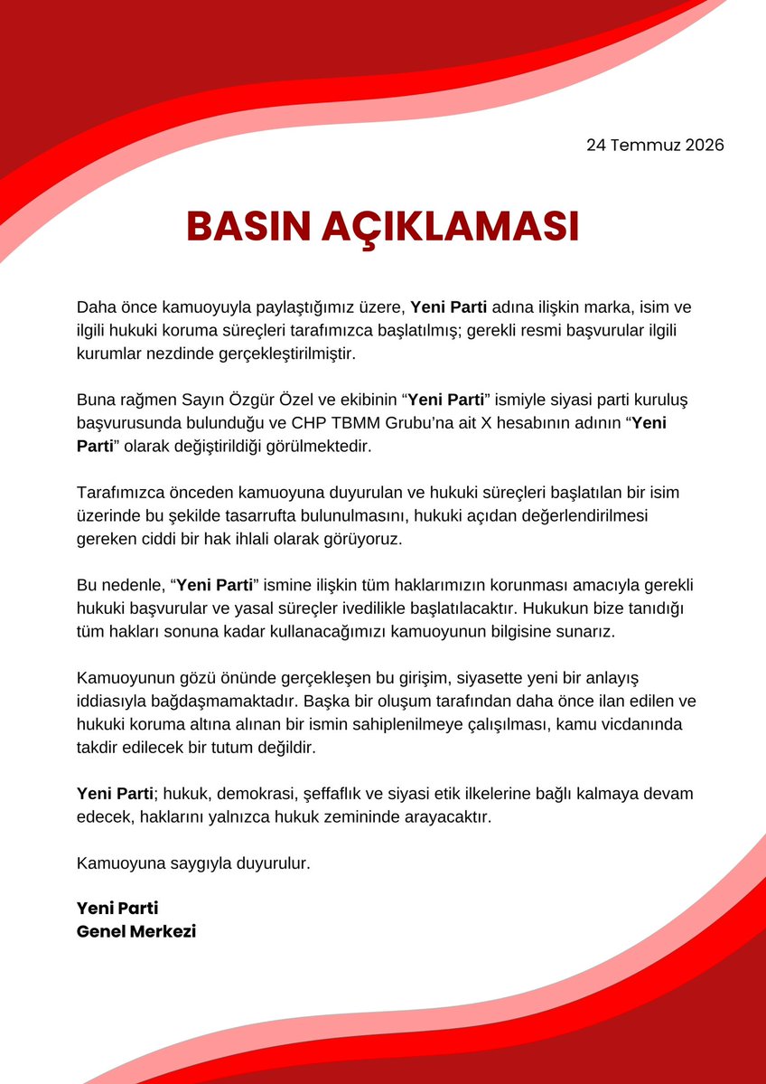 Yeni Parti tweet media