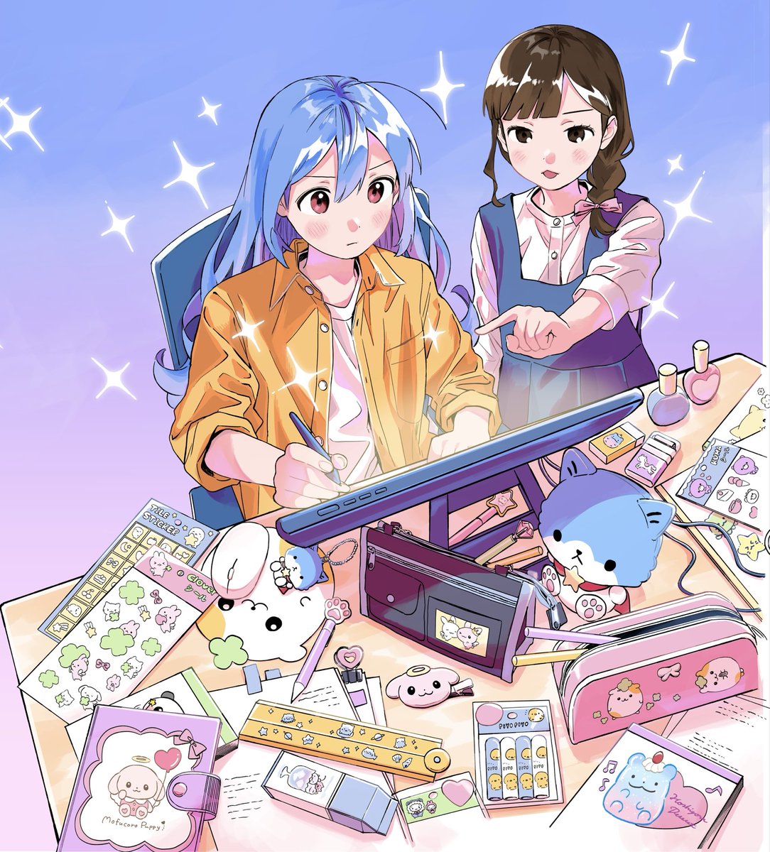 k_z_i_t_'s tweet photo. ファンシー革命３巻のカバーイラスト
感想やハガキを送ってくださった方々、ありがとうございます…！🎐✨ https://t.co/6VtDYSyp4z