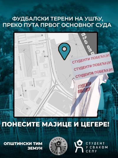 ZborJerkovic's tweet photo. Beograđani, studenti vas pozivaju na Ušće...

Subota, 25. jul, od 18 do 20 časova. https://t.co/kvwMoBE3xp