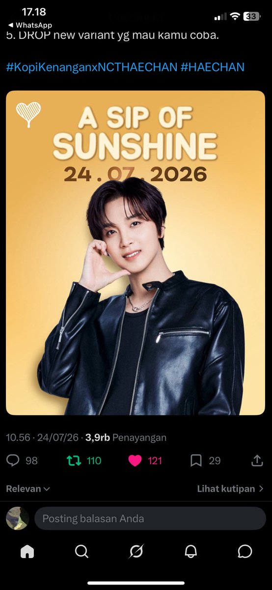 itsimehh's tweet photo. @ticctyong @tixtyongs Mau ikutan juga bismillah jumat berkah, pengen coba choco banana kayany cocok dilidah aku

#KopiKenanganXHaechan https://t.co/uvyIQ9oRYe