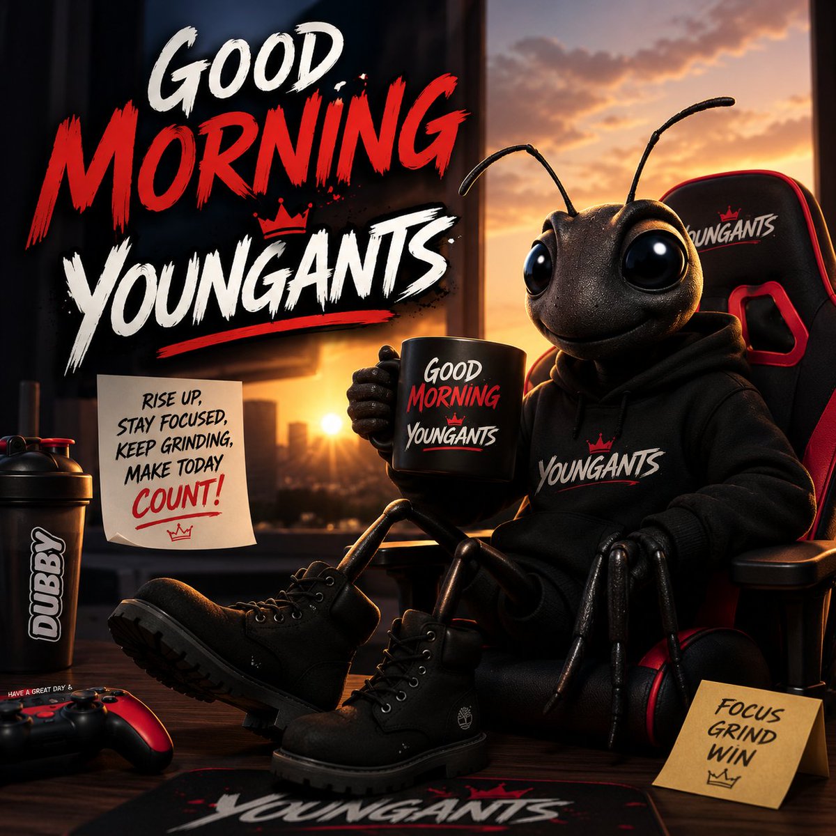 Youngantsgaming's tweet photo. Good morning, everyone! ☀️
Hope you all have an amazing day and keep chasing your goals. I've got a 16-hour workday ahead of me, so there won't be a stream today.
Stay safe, stay focused, and keep grinding. We'll be back at it soon! ❤️🐜 https://t.co/3EErb4EKrm