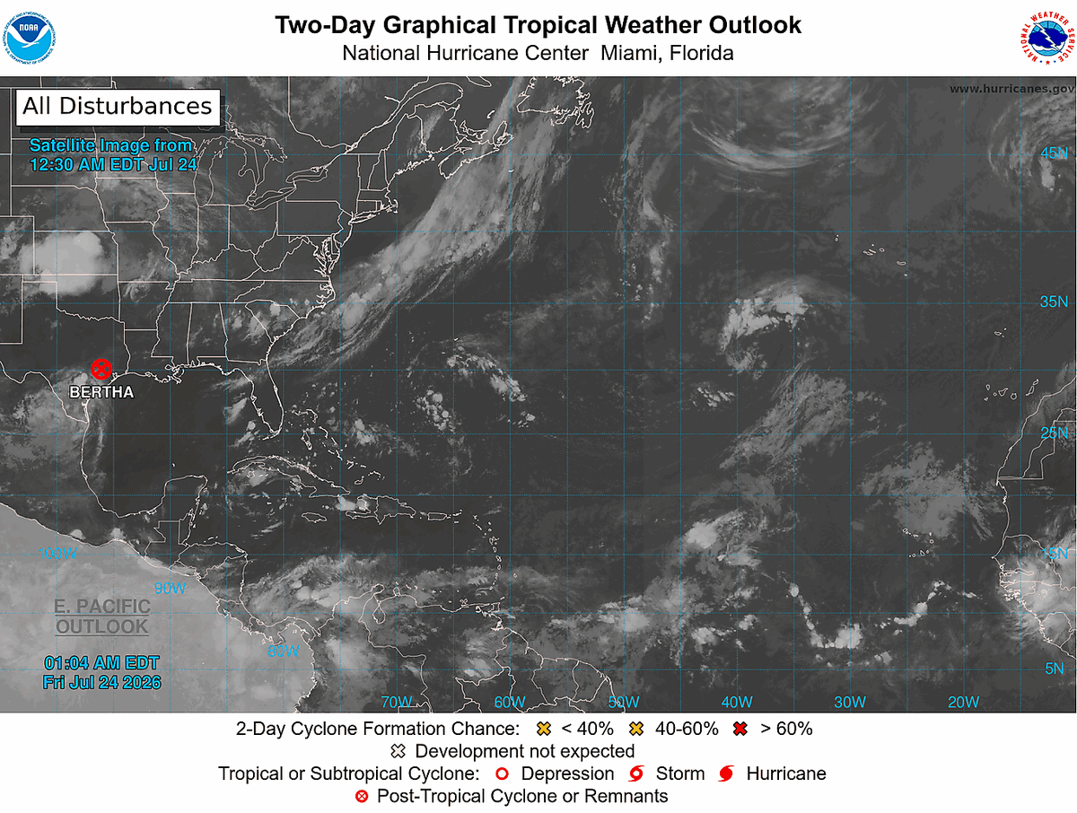 FZalfredo69's tweet photo. De acuerdo al SMN de los EU, los remanentes de la depresión tropical BERTHA, ya se disiparon en territorio del estado de Texas, como lo muestran las imágenes que se anexan. https://t.co/RCFsOgPwJx