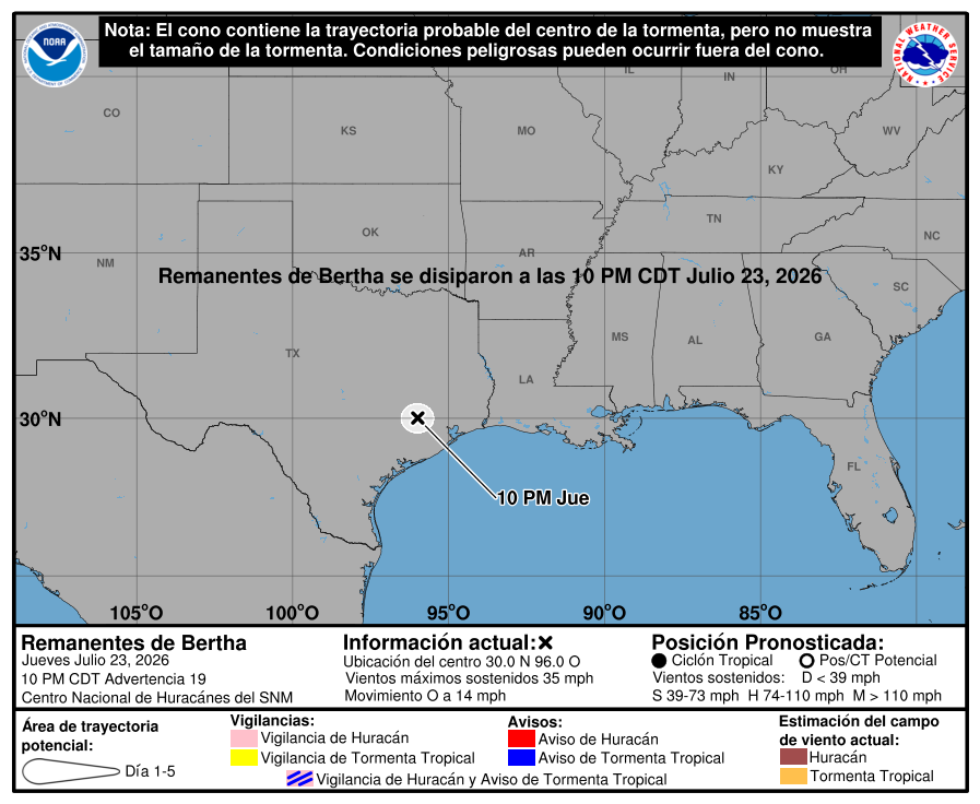FZalfredo69's tweet photo. De acuerdo al SMN de los EU, los remanentes de la depresión tropical BERTHA, ya se disiparon en territorio del estado de Texas, como lo muestran las imágenes que se anexan. https://t.co/RCFsOgPwJx