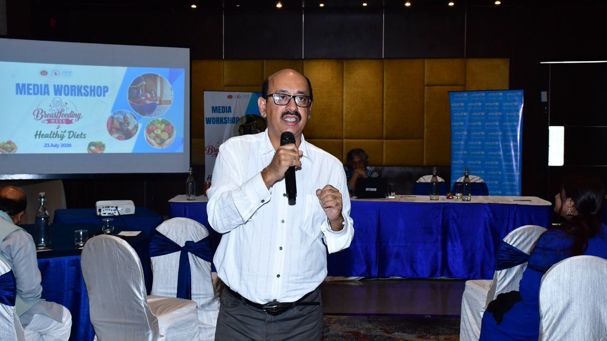 UNICEFIndia's tweet photo. Media as a catalyst for health!

Ahead of #WorldBreastfeedingWeek, UNICEF India organized a workshop in Raipur, Chhattisgarh, with experts from the National Health Mission, Govt. of Chhattisgarh, and UNICEF, interacting with the media to urge them to promote exclusive breastfeeding, healthy diets, and the IMS Act.

​The key message -- Breastfeeding requires community-wide support—especially from families—and prioritizing fresh, locally sourced home meals over ultra-processed foods is vital for mother and child health.