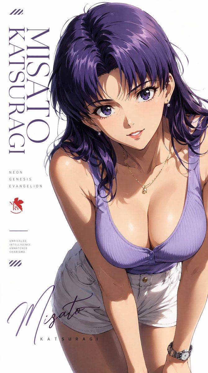 Solaneko555's tweet photo. 大人の余裕と、変わらない美しさ──葛城ミサト Summer Style. 💜☀️

#エヴァンゲリオン #EVANGELION #葛城ミサト #MisatoKatsuragi  #AIイラスト  #AnimeFashion #デジタルアート #ファンアート https://t.co/oWCn6F8l0k