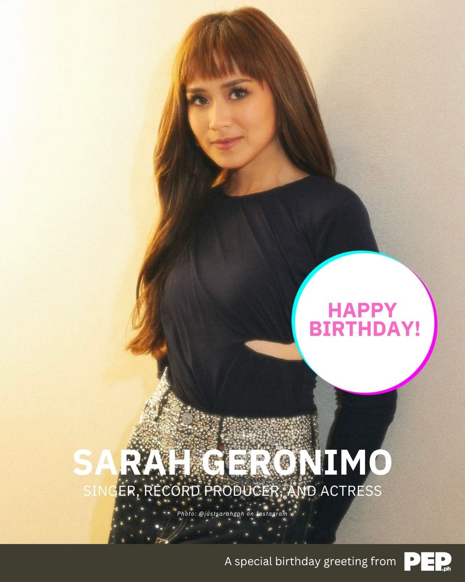 PEPalerts's tweet photo. Happy Birthday, Sarah Geronimo! 🎂 Wishing you a year filled with happiness, success, and more incredible music. 💖

She is a Filipino singer, actress, and performer known for her chart-topping hits and remarkable career in entertainment.

#PEPBirthdays #PEPSocial #PEPAly https://t.co/5ThT3rKvGH
