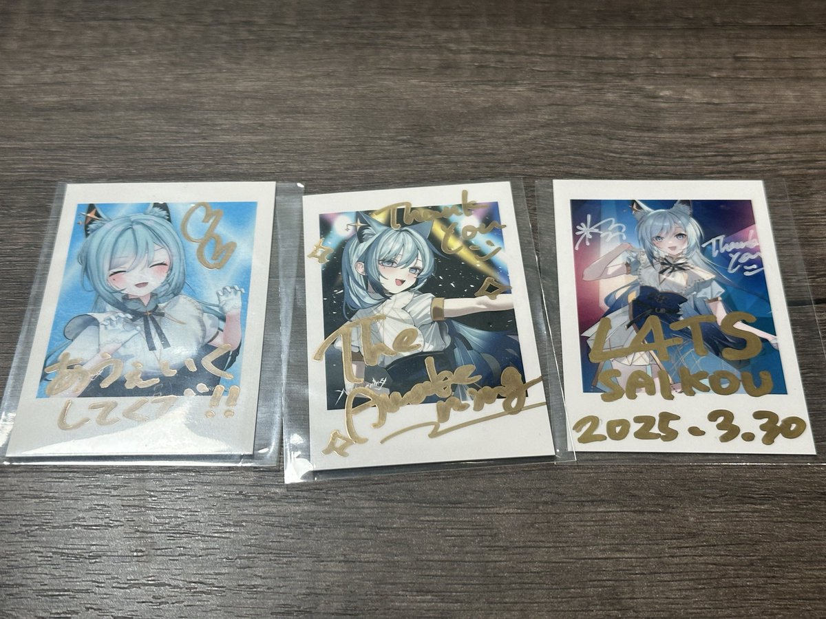 wang_yi73085's tweet photo. 今日、会場を出る直前に「なんか当たる気がする」って直感が働いて追加で2回引いたら、マジで直筆サイン当たった🫪

ちなみに、直筆サインは水瀬 凪ちゃんしか引けない記録、絶賛継続中

#歌う健康優良3歳児
#水瀬凪 https://t.co/qf8bFrriaR