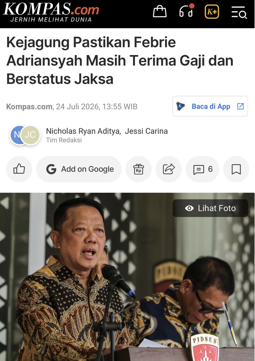 girikedaton_'s tweet photo. Surganya koruptor di negeri kita tercinta bolo..

Sudah di tetapkan tersangka, dia juga sudah mengundurkan diri, tapi sarangnya Setan 😈 @KejaksaanRI menyatakan si Febrie masih terima Gaji dan status Nya masih Jaksa.

Kalian nantangin kesabaran Rakyat ya BANGSAT @KejaksaanRI !!! https://t.co/v25R4CoyRv